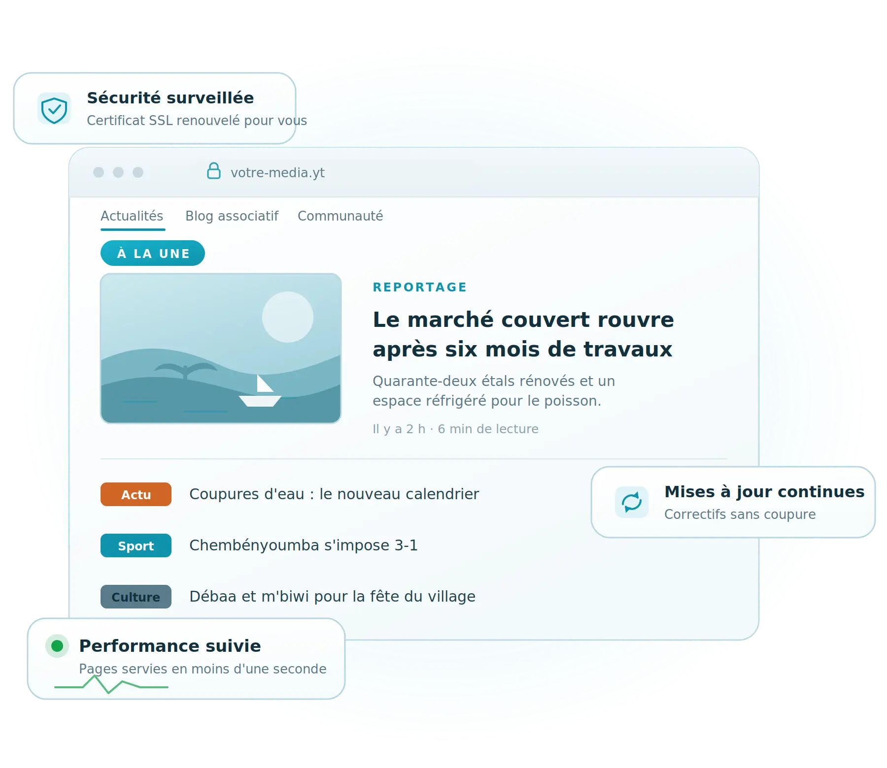 Illustration représentant le lancement d'un média en ligne